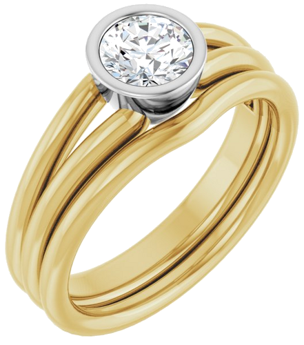 Sužadėtuvių Žiedas „Bezel-Set Solitaire“ 14k yellow/white gold Round 5.5mm (6)