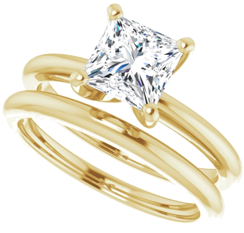 14K Yellow  6 mm Square Solitaire Engagement Ring Mounting (10)