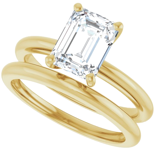 14K Yellow  8x6 mm Emerald Solitaire Engagement Ring Mounting (10)