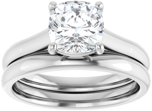 14K White 7 mm Cushion Solitaire Engagement Ring Mounting (8)