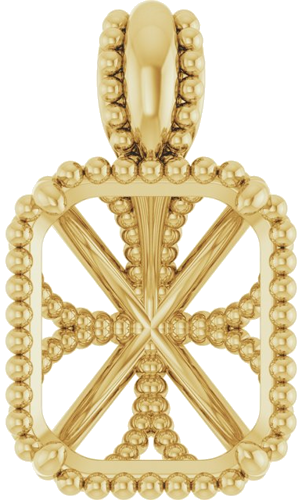 Pakabukas „Beaded“ 14k yellow gold Emerald 11mm x 9mm (1)