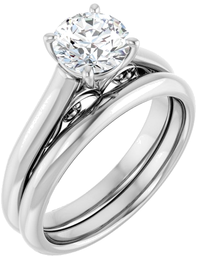 14K White  6.5 mm Round Solitaire Engagement Ring Mounting (6)