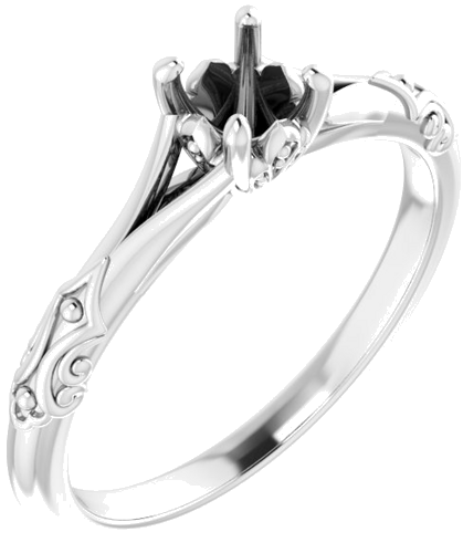 Sužadėtuvių Žiedas „Solitaire Sculptural“ 10k white gold Round 4.4mm (1)