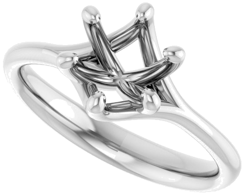 14K White 7 mm Round Engagement Ring Mounting (5)