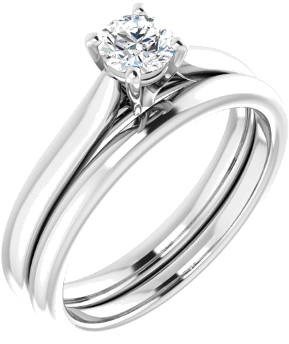 14K White 4.4 mm Round Engagement Ring Mounting (6)