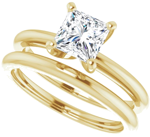 14K Yellow  5.5 mm Square Solitaire Engagement Ring Mounting (10)