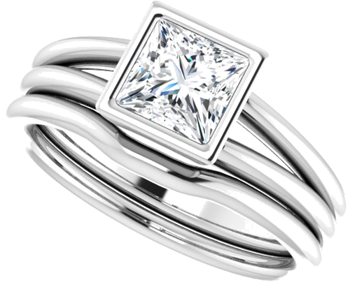 Sterling Silver 5.5 mm Square Engagement Ring Mounting (10)