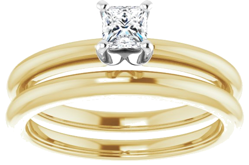 Sužadėtuvių Žiedas 14k yellow/white gold Square 3.5mm (8)