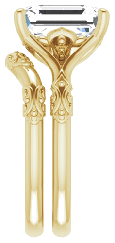 Sužadėtuvių Žiedas „Solitaire Sculptural“ 14k yellow gold Emerald 10mm x 8mm (9)