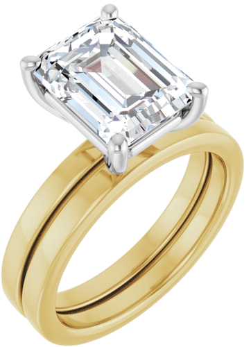 Sužadėtuvių Žiedas „Solitaire“ 14k yellow/white gold Emerald 10mm x 8mm (6)