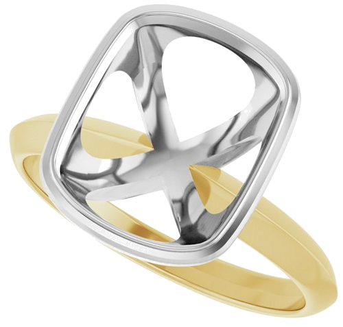 Sužadėtuvių Žiedas „Bezel-Set Solitaire“ 14k yellow/white gold Elongated Cushion 11mm x 9mm (5)