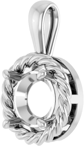 Pakabukas „Rope Solitaire Charm“ 14k white gold Round 7.4mm (2)
