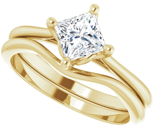 Sužadėtuvių Žiedas „Solitaire“ 14k yellow gold Square 5mm (10)