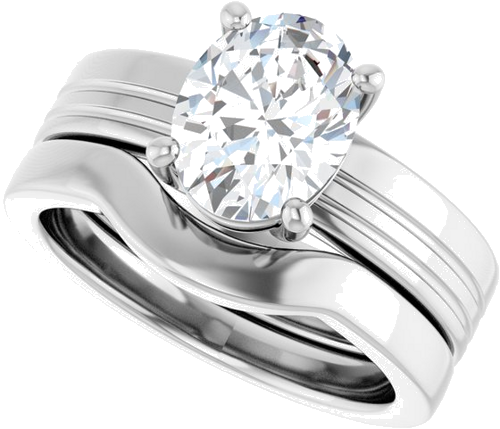 Platinum 9x7 mm Oval Solitaire Engagement Ring Mounting (10)