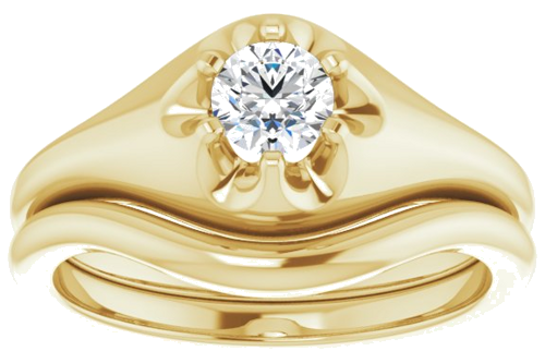 Sužadėtuvių Žiedas „Solitaire Belcher“ 14k yellow gold Round 4.4mm (8)