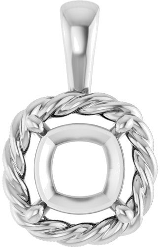 14K White  7 mm Cushion Pendant Mounting (1)