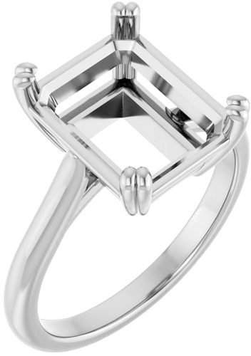 Sužadėtuvių Žiedas „Double Claw-Prong Solitaire“ 14k white gold Emerald 11mm x 9mm (1)