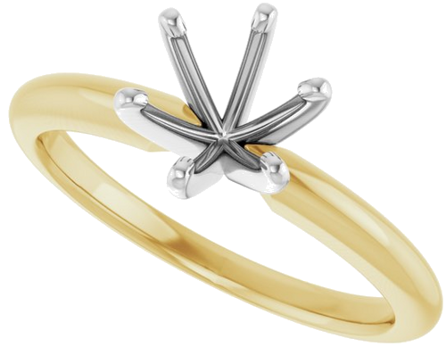 14K Yellow White 6.5 mm Round 6-Prong Solitaire Ring Mounting (5)