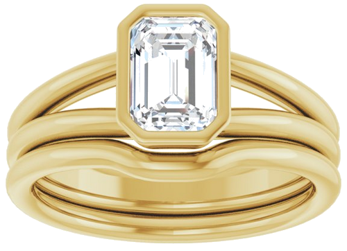 Sužadėtuvių Žiedas „Bezel-Set Solitaire“ 10k yellow gold Emerald 7mm x 5mm (8)