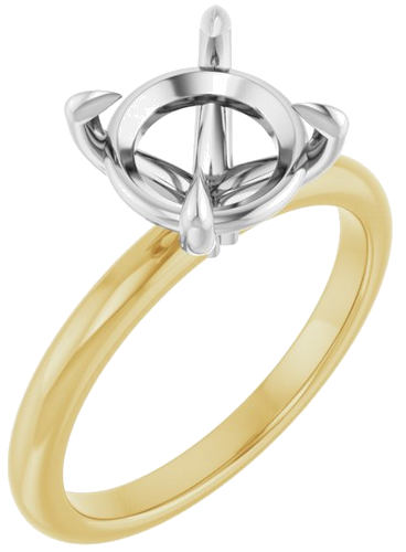 14K Yellow White 9 mm Round Solitaire Engagement Ring Mounting (1)