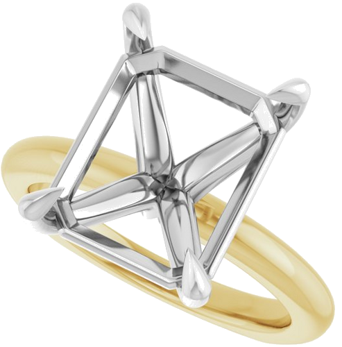Sužadėtuvių Žiedas „Claw-Prong Euro Shank“ 14k yellow/white gold Emerald 12mm x 10mm (5)