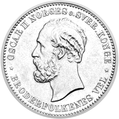 2 кроны Оскар II (1877–1889) Швеция серебряная монета (1)