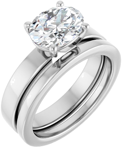 14K White 9x7 mm Oval Solitaire Engagement Ring Mounting (6)