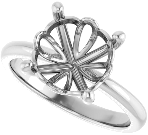 14K White 10 mm Round Solitaire Engagement Ring Mounting (5)