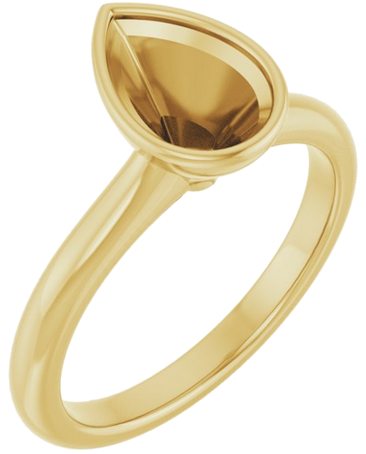 Sužadėtuvių Žiedas „Bezel-Set Solitaire“ 14k yellow gold Pear 9mm x 6mm (1)