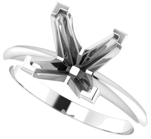 14K White 8 mm Square V-End 4-Prong Engagement Ring Mounting (5)