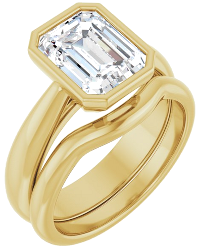 Sužadėtuvių Žiedas „Bezel-Set Solitaire“ 14k yellow gold Emerald 9mm x 7mm (6)