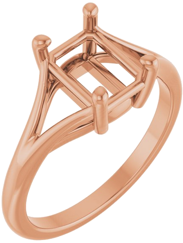 Sužadėtuvių Žiedas „Split Shank“ 585 Rožinis Aukso Emerald 8mm x 6mm (1)