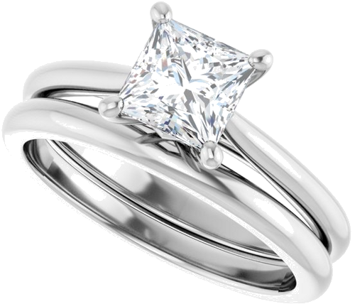 Sužadėtuvių Žiedas „Solitaire“ 585 Baltojo Aukso Square 5.5mm (10)