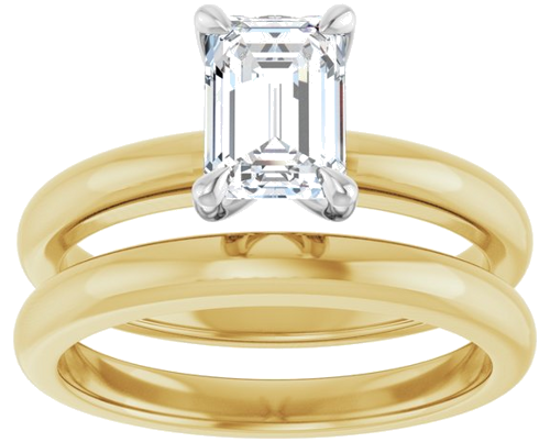 Sužadėtuvių Žiedas „Solitaire“ 585 Baltojo Ir Geltonojo Aukso Emerald 7mm x 5mm (8)