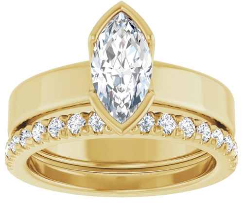 Sužadėtuvių Žiedas „Half-Bezel Solitaire“ 14k yellow gold Marquise 10mm x 5mm (8)