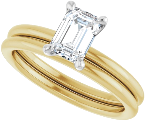 Sužadėtuvių Žiedas „Claw-Prong Solitaire“ 14k yellow/white gold Emerald 6.5mm x 4.5mm (10)