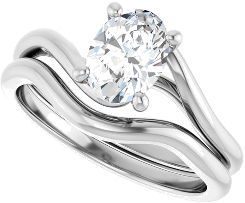 Sužadėtuvių Žiedas „Bypass“ 14k white gold Oval 7.5mm x 5.5mm (10)