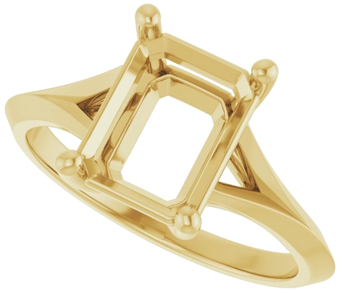 Sužadėtuvių Žiedas „Solitaire Split Shank“ 14k yellow gold Emerald 9mm x 7mm (5)