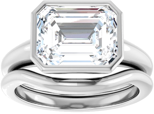 Sužadėtuvių Žiedas „Bezel-Set Solitaire“ 14k white gold Emerald 10mm x 8mm (8)