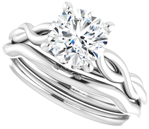 Sužadėtuvių Žiedas „Solitaire“ 585 Baltojo Aukso Round 7mm (10)