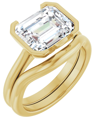 Sužadėtuvių Žiedas „Half-Bezel Solitaire“ 14k yellow gold Emerald 10mm x 8mm (6)