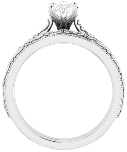 Sužadėtuvių Žiedas „Solitaire Sculptural“ 10k white gold Pear 8mm x 5mm (7)