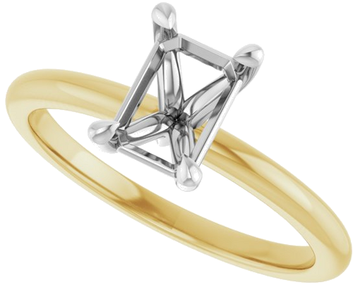 14K Yellow White 7x5 mm Emerald Solitaire Engagement Ring Mounting (5)