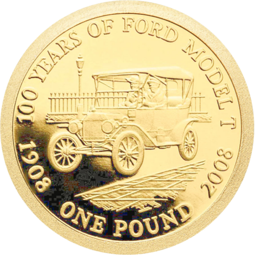 1/25 uncijas Forda modelis 2008. Britānija 1 punds Zelta monēta (1)