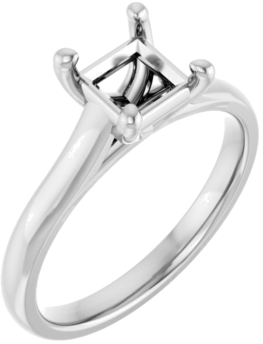 14K White 5.5x5.5 mm Square Solitaire Engagement Ring Mounting (1)