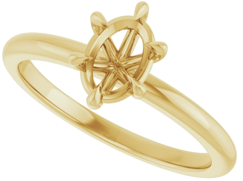 Sužadėtuvių Žiedas „Solitaire“ 585 Geltonojo Aukso Oval 7mm x 5mm (5)