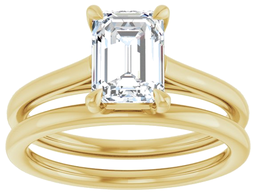 Sužadėtuvių Žiedas „Claw-Pong“ 10k yellow gold Emerald 7.5mm x 5.5mm (8)
