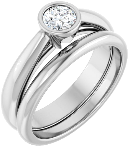 Sužadėtuvių Žiedas „Bezel-Set Solitaire“ 14k white gold Round 4.4mm (6)