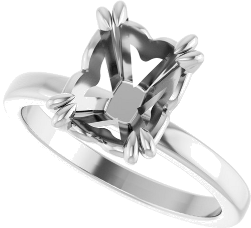 Sužadėtuvių Žiedas „Double Claw-Prong Sculptural Solitaire“ 14k white gold Cushion 9mm x 7mm (5)