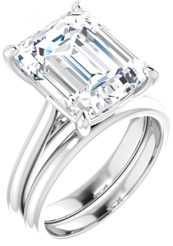 Sužadėtuvių Žiedas „Solitaire“ 14k white gold Emerald 12mm x 10mm (6)